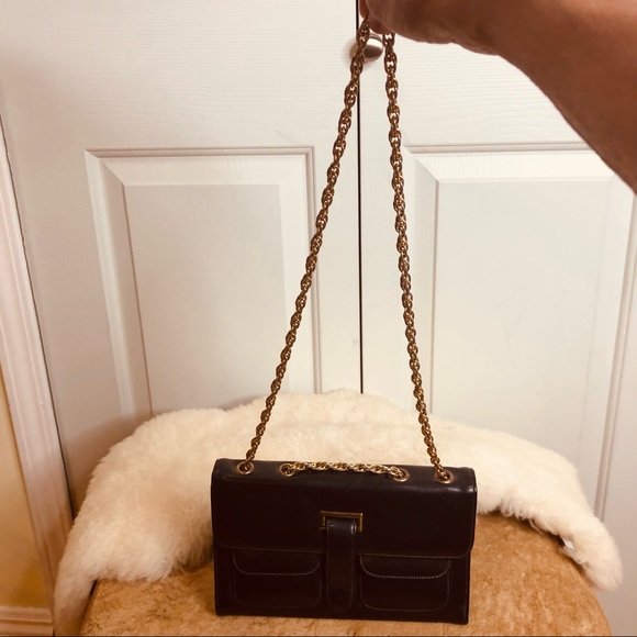 Vintage Block Navy Blue Adjustable Chain Handle Bag Size Small - Picture 5 of 15